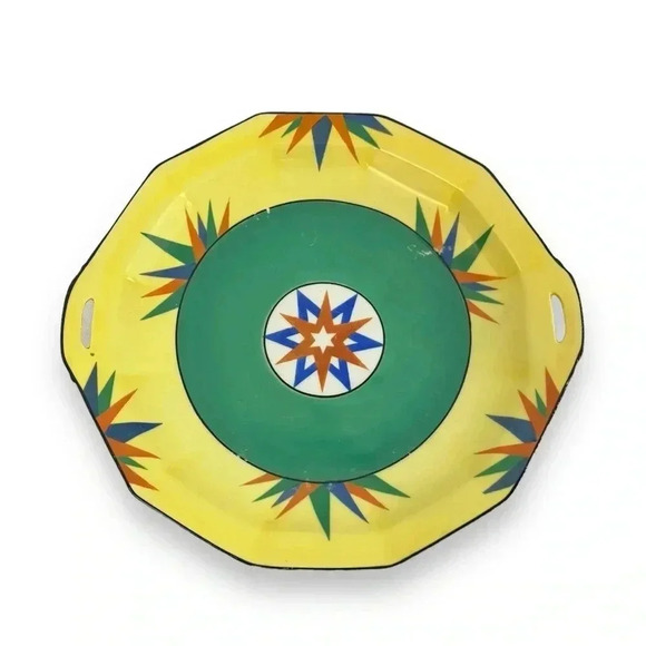 Vintage German Beyer and Bock Painted Ceramic Decorative Plate Set - Picture 4 of 10